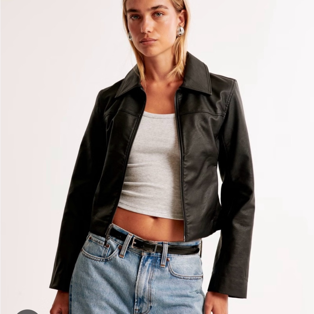 NWT Abercrombie & Fitch Vegan Leather Zip Jacket